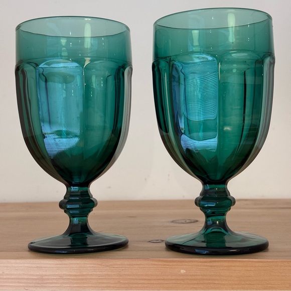 Other - Vintage Mid Century Mod Green
Iced Tea Water Goblets Stemware